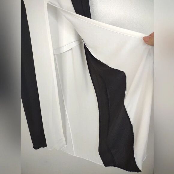 BCBG MAXAZRIA Flowy Chiffon Midi Skirt Sammy Ivory and Black size Small - Picture 6 of 16